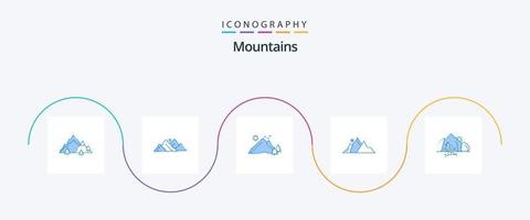 pacote de ícones de 5 montanhas azuis, incluindo a natureza. colina. natureza. Sol. natureza vetor