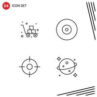 grupo de 4 cores planas de linhas preenchidas modernas definidas para mapas de raios frágeis gps de caixa elementos de design vetorial editáveis vetor