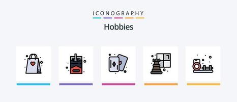 linha de hobbies cheia de 5 ícones incluindo . moda. mosca. costureira. passatempo. design de ícones criativos vetor