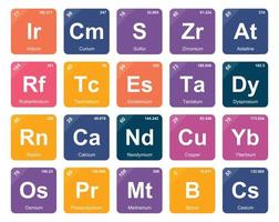 20 tabela periódica do design do pacote de ícones de elementos vetor