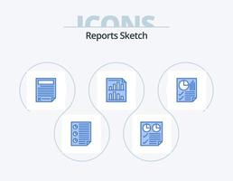 relatórios esboçam o design do ícone do pacote de ícones azuis 5. página. bares. relatório. relatório. documento vetor