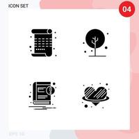 grupo de 4 sinais e símbolos de glifos sólidos para elementos de design de vetores editáveis de notificação de crescimento de pintura de ebook de poema