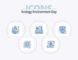 ecologia ícone azul pack 5 design de ícone. eco. folha. folha. pessoa. humanidade vetor