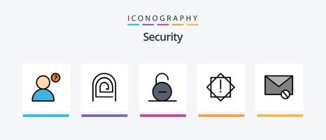 linha de segurança cheia de 5 ícones, incluindo segurança. trancar. correspondência. segurança. trancar. design de ícones criativos vetor