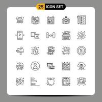 conjunto de 25 sinais de símbolos de ícones de interface do usuário modernos para desenvolver elementos de design de vetores editáveis de dólar de empréstimo de painel de negócios