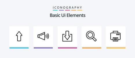 pacote básico de ícones da linha 5 de elementos da interface do usuário, incluindo alto-falante. armazenar. preço. dados. pasta. design de ícones criativos vetor