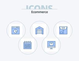 design de ícones do pacote de 5 ícones azuis de comércio eletrônico. armazém. garagem. on-line. comércio eletrônico. avaliar vetor