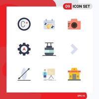 pacote de interface do usuário de 9 cores planas básicas de imagem de transporte de veículos, elevador do céu, cursor, elementos de design vetorial editáveis vetor