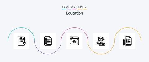 pacote de ícones da linha 5 de educação, incluindo caneta. Arquivo. boné. graduação. boné vetor