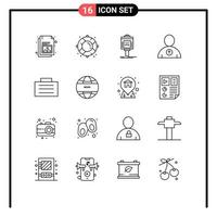 16 ícones criativos, sinais e símbolos modernos do usuário de finanças valet up valley elementos de design de vetores editáveis
