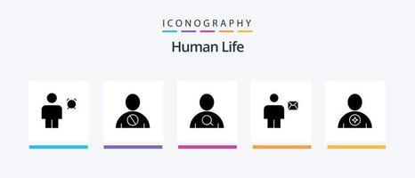 pacote de ícones de glifo humano 5 incluindo letra. envelope. negado. corpo. do utilizador. design de ícones criativos vetor