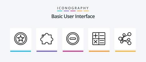 pacote básico de ícones da linha 5, incluindo . favorito. . design de ícones criativos vetor