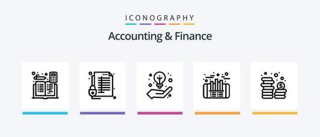 pacote de ícones de linha 5 de contabilidade e finanças, incluindo negócios. dinheiro. contabilidade. moedas. contabilidade. design de ícones criativos vetor