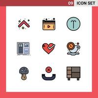 9 ícones criativos, sinais modernos e símbolos de layout de coração, design de interface de áries, elementos de design de vetores editáveis