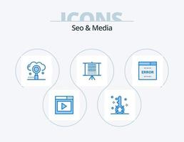 seo e media blue icon pack 5 design de ícone. seo. placa. otimização. procurar. meios de comunicação vetor