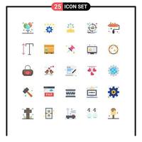 Pacote de cores planas de 25 interfaces de usuário de sinais e símbolos modernos de configurações de gerenciamento de produtos direcionados a elementos de design de vetores editáveis humanos