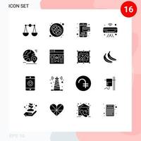 16 ícones criativos, sinais e símbolos modernos de pin globe online wi-fi internet das coisas elementos de design vetorial editáveis vetor