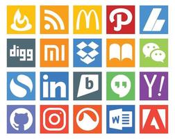 20 pacotes de ícones de mídia social, incluindo hangouts de pesquisa dropbox brightkite simples vetor