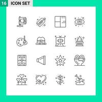 pacote de ícones de vetores de estoque de 16 sinais e símbolos de linha para edifícios de plantas de financiamento de olhos seo elementos de design de vetores editáveis