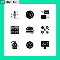 grupo de símbolos de ícones universais de 9 glifos sólidos modernos de interface de caminhão, endereço, grade, correio, elementos de design de vetores editáveis