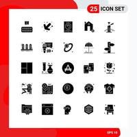 conjunto de 25 sinais de símbolos de ícones de interface do usuário modernos para streaming de vela de casamento protege elementos de design de vetores editáveis de casa