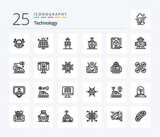 pacote de ícones de 25 linhas de tecnologia, incluindo tecnologia. caixa. plantar. Arquivo. serviço vetor