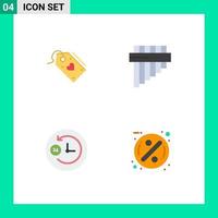 conjunto moderno de pictograma de 4 ícones planos de tag dia e noite desconto instrumento venda elementos de design de vetores editáveis