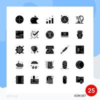 25 sinais universais de glifo sólido, símbolos de sucesso de julgamento de imagem, escolha humana, elementos de design de vetores editáveis