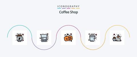 linha de cafeteria cheia de pacote de 5 ícones planos, incluindo medição. quente. café. beber. café vetor