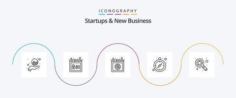 startups e novo pacote de ícones da linha de negócios 5, incluindo . procurar. desenvolvimento web. orçamento. produtividade vetor