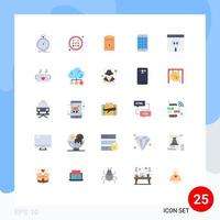 25 símbolos universais de sinais de cores planas de despesas de senha do navegador, aplicativos de aplicativos móveis, elementos de design de vetores editáveis