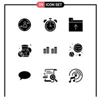 9 ícones criativos, sinais e símbolos modernos de dinheiro, documento em dinheiro, limonadas, elementos de design vetorial editáveis de verão vetor