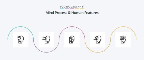 processo mental e pacote de ícones de linha 5 de recursos humanos, incluindo ideia. o negócio. saúde. característica. mente vetor