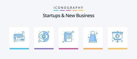 startups e novo pacote de ícones azul 5 de negócios, incluindo . gráfico. Contatos. análise. estratégia. design de ícones criativos vetor