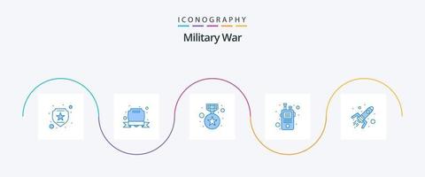 pacote de ícones de guerra militar azul 5, incluindo bomba. walkie. Estrela. falante. comunicação vetor