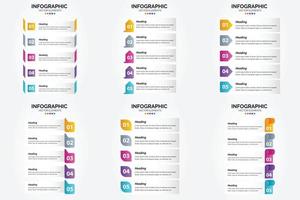 conjunto de design plano de infográficos de ilustração vetorial para folheto publicitário e revista vetor