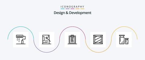 pacote de ícones de linha 5 de design e desenvolvimento, incluindo design. caixa. desenvolvimento. desenvolvimento. Entrega vetor