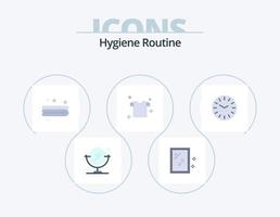 rotina de higiene plana ícone pack 5 design de ícone. . limpeza. limpeza. relógio. camisa vetor