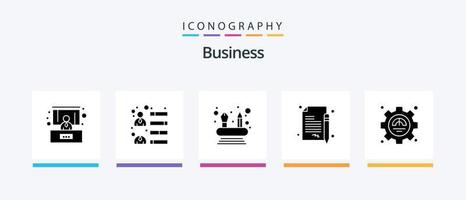 pacote de ícones de negócios glifo 5 incluindo produtividade. excelência. competências. eficiência. contrato. design de ícones criativos vetor