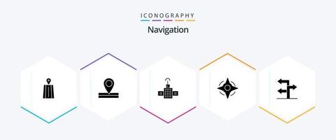 pacote de ícones de 25 glifos de navegação, incluindo . . satélite. navegação. flecha vetor