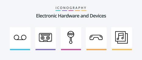 Dispositivos linha 5 pacote de ícones incluindo gong. sinal. televisão. telefone. Wi-fi. design de ícones criativos vetor