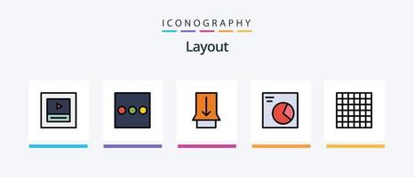 linha de layout cheia de 5 ícones incluindo . layout... design de ícones criativos vetor