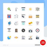conjunto de cores planas de interface móvel de 25 pictogramas de elementos de design de vetor editável de feriado de negócios de férias de laboratório