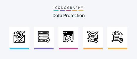pacote de ícones da linha 5 de proteção de dados, incluindo segurança. fogo. dados. segurança. nuvem. design de ícones criativos vetor