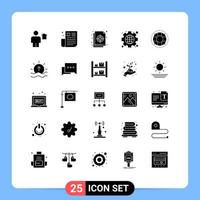 25 ícones criativos sinais modernos e símbolos da paleta de arquivo de página de engrenagem da web elementos de design de vetores editáveis