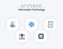 design de ícones do pacote de ícones planos de tecnologia da informação 5. rede. base de dados. hardware. dados. instalação vetor