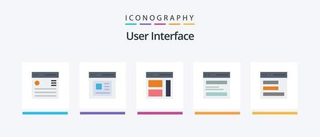 interface de usuário flat 5 icon pack incluindo herói. comunicação. do utilizador. do utilizador. direita. design de ícones criativos vetor