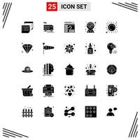 25 ícones criativos, sinais modernos e símbolos de elementos de design de vetores editáveis do redator de localização de veículo de loja solar