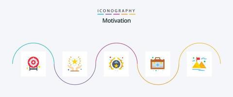 pacote de ícones de 5 planos de motivação, incluindo . panorama. prêmio. meta. saúde vetor