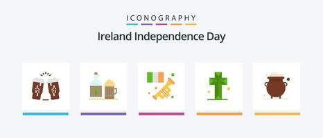 Dia da Independência da Irlanda Flat 5 Icon Pack, incluindo paróquia. igreja. Irlanda. catedral. música. design de ícones criativos vetor
